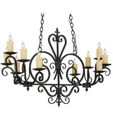 Kenneth 10 Light Oblong Chandelier 33.5 x 18 Inches Wide by Meyda Tiffany - 153936