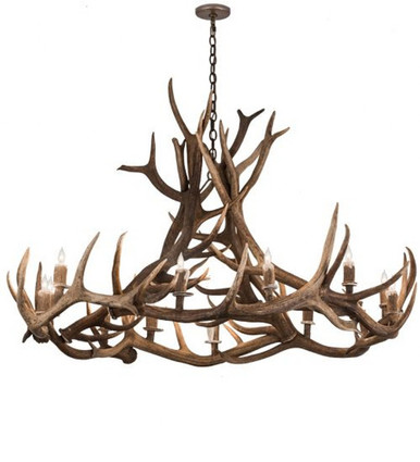 Antlers Elk 12 Light Chandelier 39 x 56 Inches Wide by Meyda Tiffany - 200468