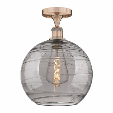 Athens Deco Swirl 1Light Semi Flush Mount 15.38 InchX12 Inch by Innovations - 616-1F-AC-G1213-12SM