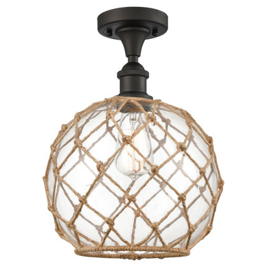 Farmhouse Rope 100W 1 LED Semi Flush Mount 13.25 X 10 Inch by Innovations - 516-1C-OB-G122-10RB-LED
