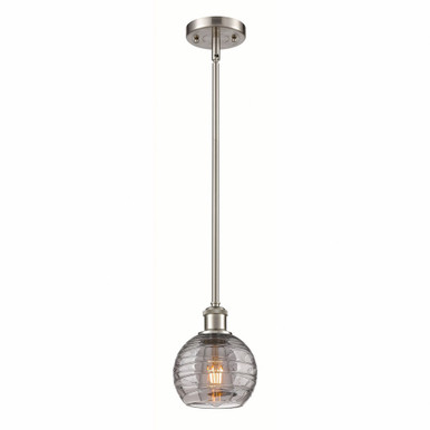 Athens Deco Swirl 1 Light Stem Hung Mini Pendant 7.63 X 5.88 by Innovations - 516-1S-SN-G1213-6SM