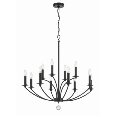 Mila 12 Light Chandelier 32.5 Inches Tall and 32 Inches Wide by Crystorama - MIL-8012-BK