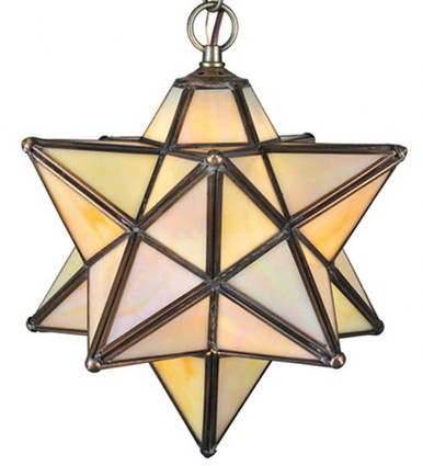 Moravian Star Beige Iridescent 1 Light Pendant 9 Inch Wide by Meyda Tiffany - 12123
