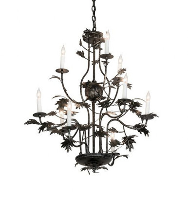 Oak Leaf 9 Light Chandelier 40 x 36 Inch by Meyda Tiffany 232381 - 232381