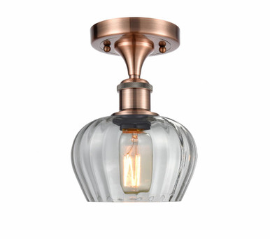 Fenton 1 Light Semi Flush Mount 8.75 Inch and 6.5 Inch Wide by Innovations - 516-1C-AC-G92