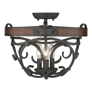 Madera 3 Light 18.25 Inch Wide Semi Flush Mount by Golden - 1821-3SF BI