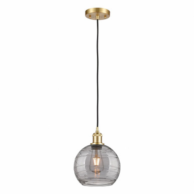 Athens Deco Swirl 1 Light Cord Hung Mini Pendant 9.88 X 8 by Innovations - 516-1P-SG-G1213-8SM