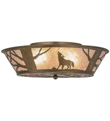 Northwoods Wolf on the Loose 4 Light Flush Mount 7.5 x 22 In by Meyda - 10010