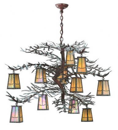 Pine Branch Valley View 12 Light Chandelier 36.5 x 52 Inch W by Meyda - 108758