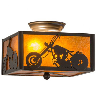 Motorcycle 2 Light Square Flush Mount 7.5 x 14.5 In by Meyda Tiffany - 23987