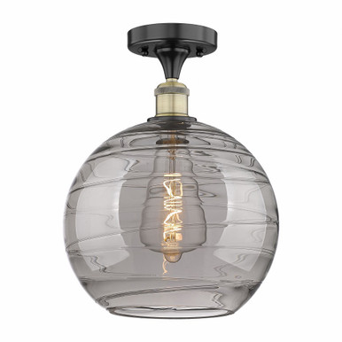Athens Deco Swirl 1Light Semi Flush Mount 15.38 InchX12 Inch by Innovations - 616-1F-BAB-G1213-12SM
