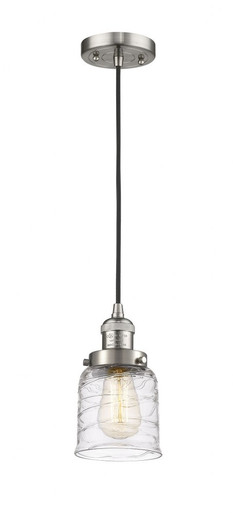 Bell 1 Light Cord hung Mini Pendant 8.88 Inch X 5 Inch Wide by Innovations - 201C-SN-G513