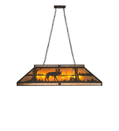 Moose & Black Bear 9 Light Oblong Pendant 21 x 18 Inches by Meyda Tiffany - 180799