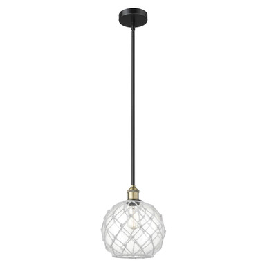 Farmhouse Rope 1 Light Stem Hung Mini Pendant 11.5 and 10 by Innovations - 616-1S-BAB-G122-10RW