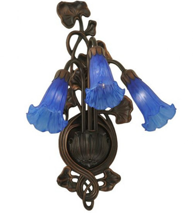 Blue Pond Lily 3 Light Wall Sconce by Meyda Tiffany - 17234
