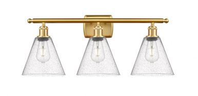 Berkshire Glass 3 Light Bath Vanity 11 Inch and 28 Inch Wide by Innovations - 516-3W-SG-GBC-84