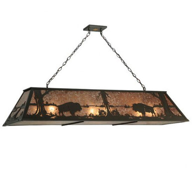 Buffalo at Lake W/Diffuser 9 Light Oblong Pendant 18 x 17.25 Inch by Meyda - 136776