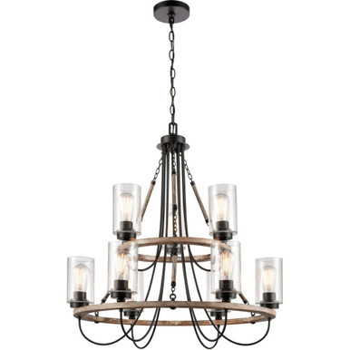 Paladin 60W 9 LED Chain Hung Chandelier 33.25X31.5 Inch Wide by Innovations - 442-9CR-BK-SDY-LED