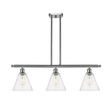 Berkshire Glass 3 Light Stem hung Island 10.5X36 Inch Wide by Innovations - 516-3I-GBC-8