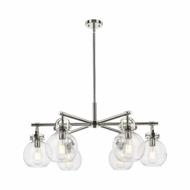 Newton Sphere 6 Light Stem Hung Arch Chandelier 26 Inch Wide by Innovations - 410-6CR-G410-7