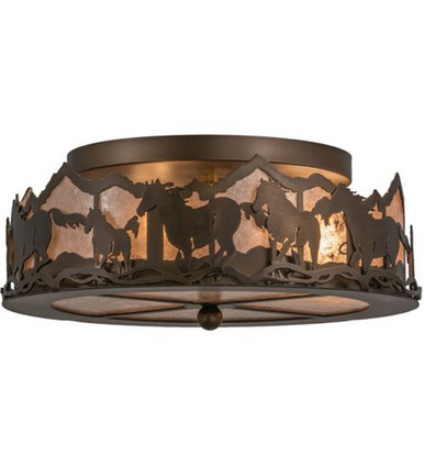 Running Horses 36W 3 LED Flush Mount 7 x 16 In by Meyda Tiffany - 254703