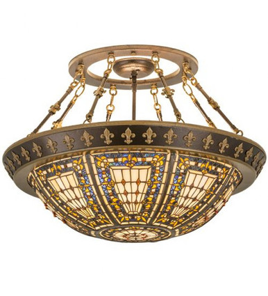 Fleur de lis 4 Light Semi Flush Mount 20 x 28 Inch by Meyda Tiffany - 141232