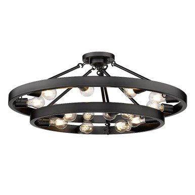 Castile 15 Light 32 Inch Wide Semi Flush Mount by Golden - 1019-96SF BLK