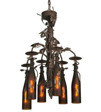 Tuscan Vineyard 6 Light Wine Bottle Chandelier 38 x 20 Inch W by Meyda - 134136