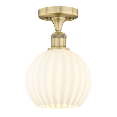 White Venetian 1 Light 8 Inch Wide Semi Flush Mount by Innovations - 616-1F-G1217-8