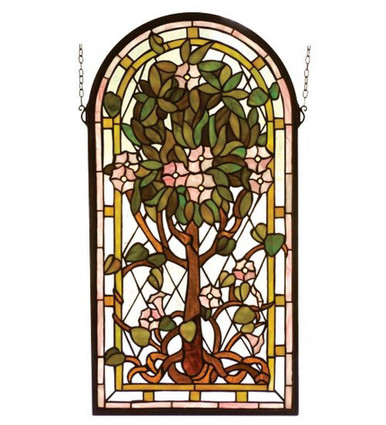 Arched Tree Of Life 29 Inch Stained Glass Window by Meyda Tiffany - 99049
