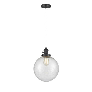 Beacon 1 Light Cord Down Mini Pendant 13.63 Tall and 10 Wide by Innovations - 201CSW-BK-G204-10