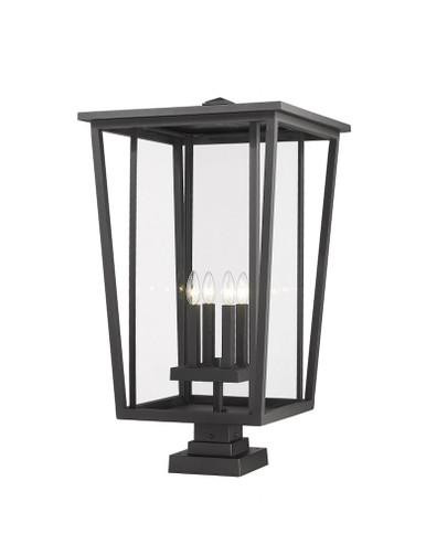 Seoul 4 Light Outdoor Pier Mount In Craftsman Style 32 x 18 In by Z-Lite - 571PHXXLS-SQPM-BK