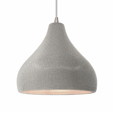 Radiance 1 Light Large Droplet Pendant with White Cord by Justice Design - CER-6565-CRK-CROM-WTCD