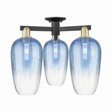 Brookhaven Flute 3 Light Semi Flush Mount 24.5 Inch Wide by Innovations - 716-3F-BAB-G484-7SB