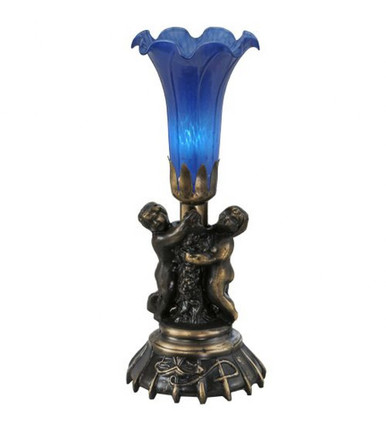 Twin Cherub - 12 Inch One Light Pond Lily Mini Table Lamp by Meyda Tiffany - 11428-TC
