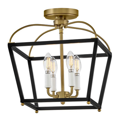 Tate 20W 4 LED Semi Flush Mount 14.75 Inch Tall and 13 Inch Wide by Lark - 84273BK-LCB