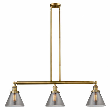 Cone 3 Light Stem Adjustable Island 10 and 40.25 Inch Wide by Innovations - 213-BB-G43