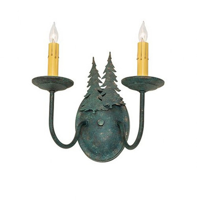 Double Pine Tree 2 Light Wall Sconce 10 x 11 Inches by Meyda Tiffany - 120783