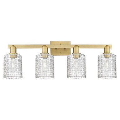 Cobbleskill 4 Light Basketweave Bath Vanity 32 Inch Wide by Innovations - 716-4W-BB-G112C-5CL