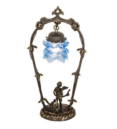 Blue Cherub  1 Light Mini Lamp 19 Inch H and 9 Inch W by Meyda Tiffany - 17428