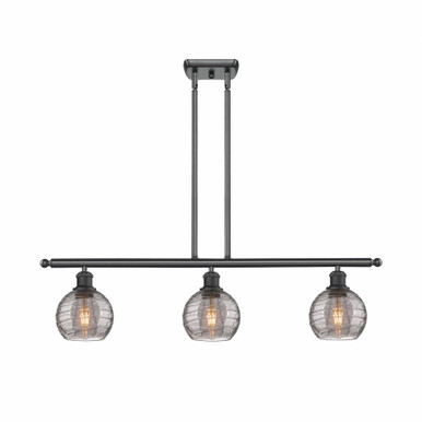 Athens Deco Swirl 3 Light Stem Hung Island 8.63 InchX36 Inch by Innovations - 516-3I-BK-G1213-6SM