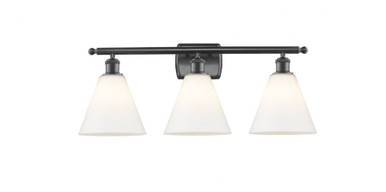 Berkshire Glass 3 Light Bath Vanity 11 Inch and 28 Inch Wide by Innovations - 516-3W-BK-GBC-81