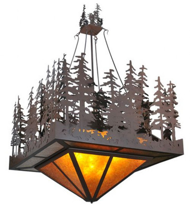 Pine Lake 12 Light Square Inverted Pendant 105 x 86.5 Inch by Meyda Tiffany - 107601