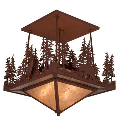 Wildlife at Pine Lake 4 Light Flush Mount 28.5 x 33 In by Meyda Tiffany - 181393