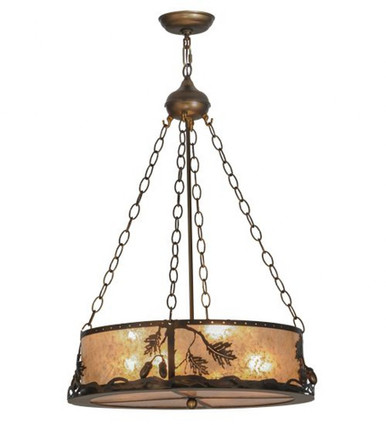 Oak Leaf & Acorn 4 Light Inverted Pendant 35 x 22 Inches by Meyda Tiffany - 148888