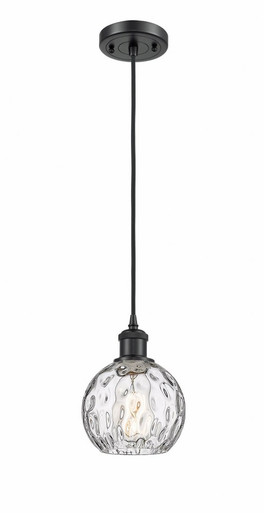 Athens Water Glass 1 Light Cord Hung Mini Pendant 8 X 6 by Innovations - 516-1P-BK-G1215-6