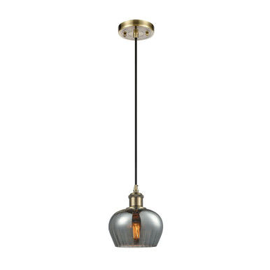 Fenton 1 Light Cord Hung Mini Pendant 7.5 and 6.5 Inch Wide by Innovations - 516-1P-AB-G93