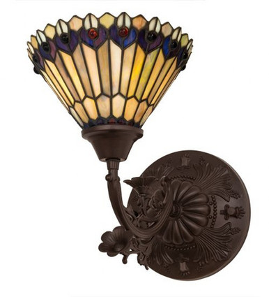 Tiffany Jeweled Peacock 1 LED Wall Sconce by Meyda Tiffany - 1852-1WS