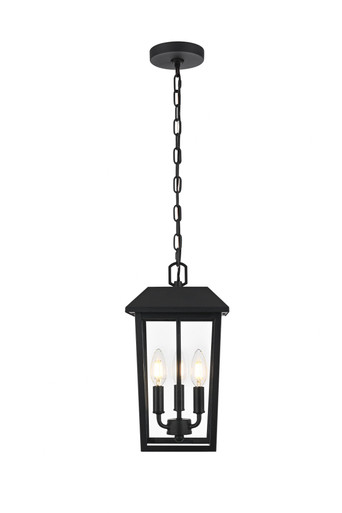 Riggs 3 Light Outdoor Pendant 15 Inch Tall and 8 Inch Wide by Elegant - OD502H15BK