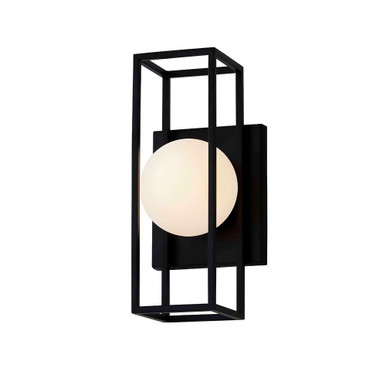 Float 8W 1 LED Small Outdoor Wall Mount by Justice Design - FSN-7182W-OPAL-MBLK